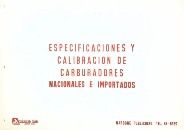 Especificaciones y Calibración de CARBURADORES